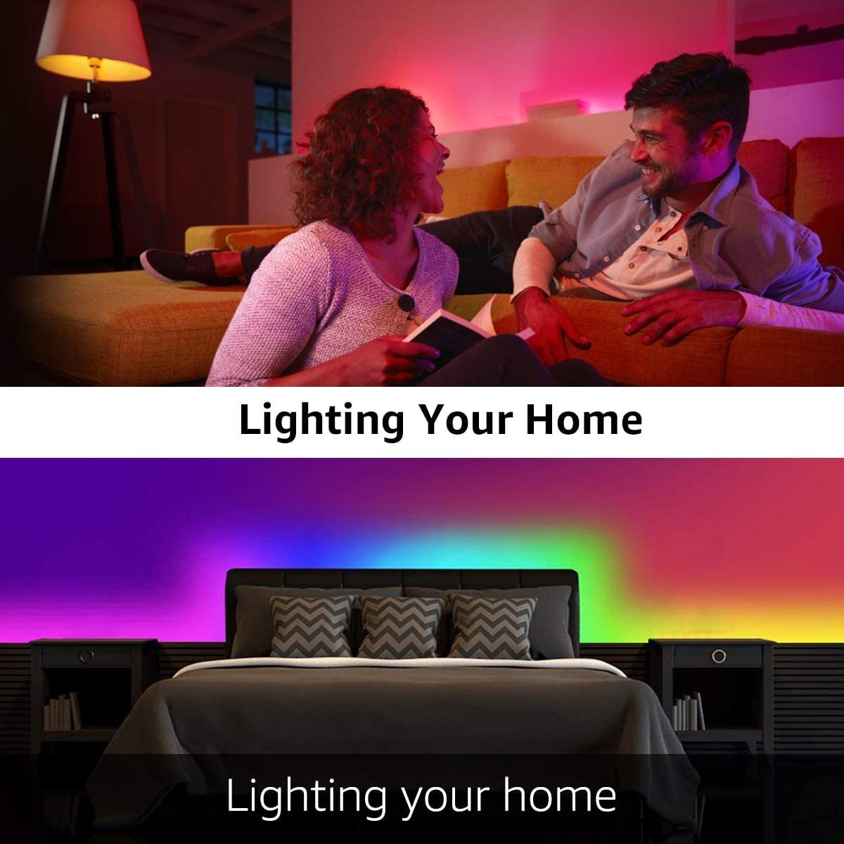 CHARKEE 130ft LED Strips Lights (65.6ft*2) Full Color Sync Music, Dimmable and Color Changing RGB LED Strip Lights, 24 Volt Bluetooth Flexible LED Lights for Bedroom,Family,DIY(Smart App+Remote)