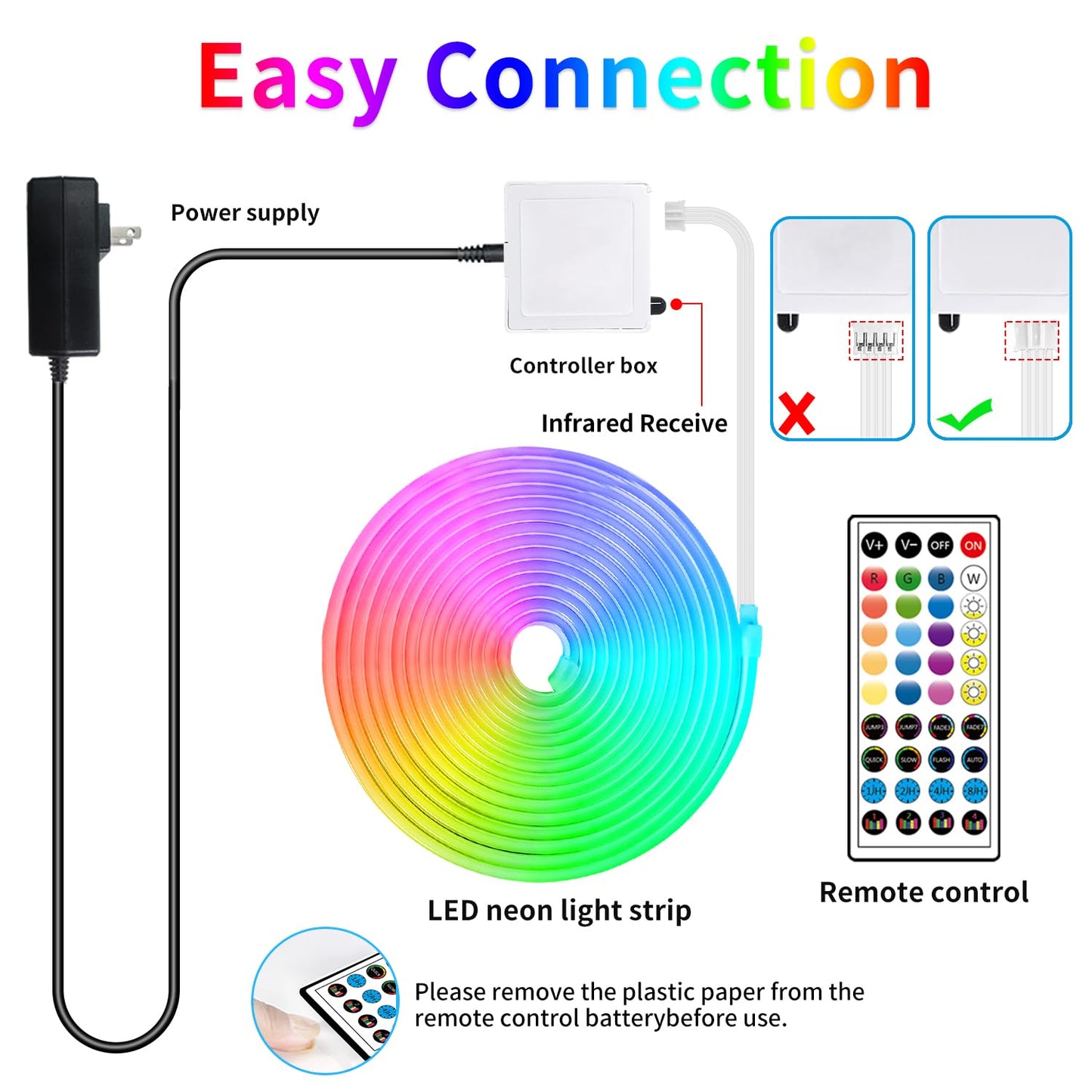 32.8ft LED neon Lights with Remote APP Control IP65 Waterproof Flexible Neon Strip Lights 24V RGB Rope Lights for Bedroom Room Outdoors Decor