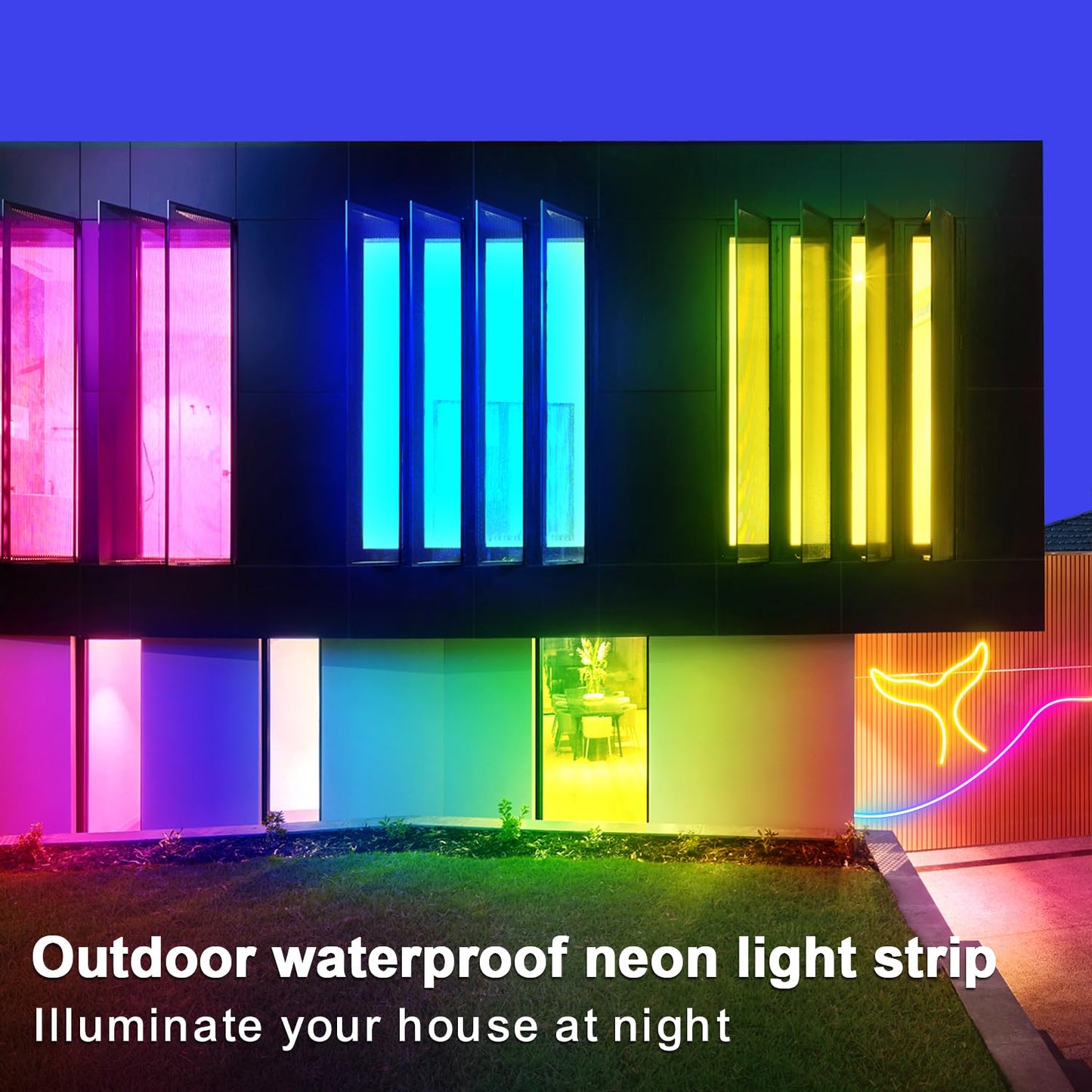 32.8ft LED neon Lights with Remote APP Control IP65 Waterproof Flexible Neon Strip Lights 24V RGB Rope Lights for Bedroom Room Outdoors Decor