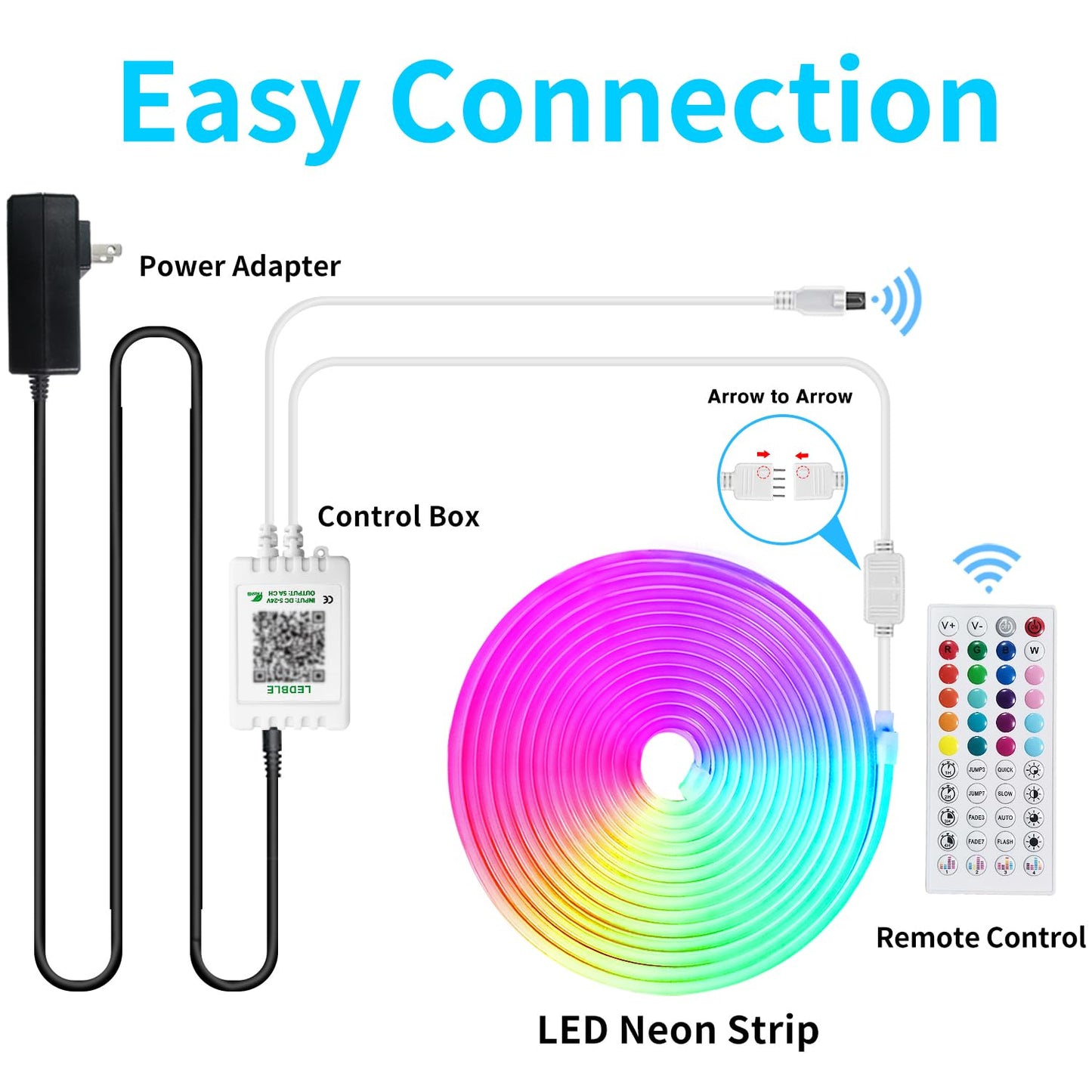 32.8ft LED neon Lights with Remote APP Control IP65 Waterproof Flexible Neon Strip Lights 24V RGB Rope Lights for Bedroom Room Outdoors Decor