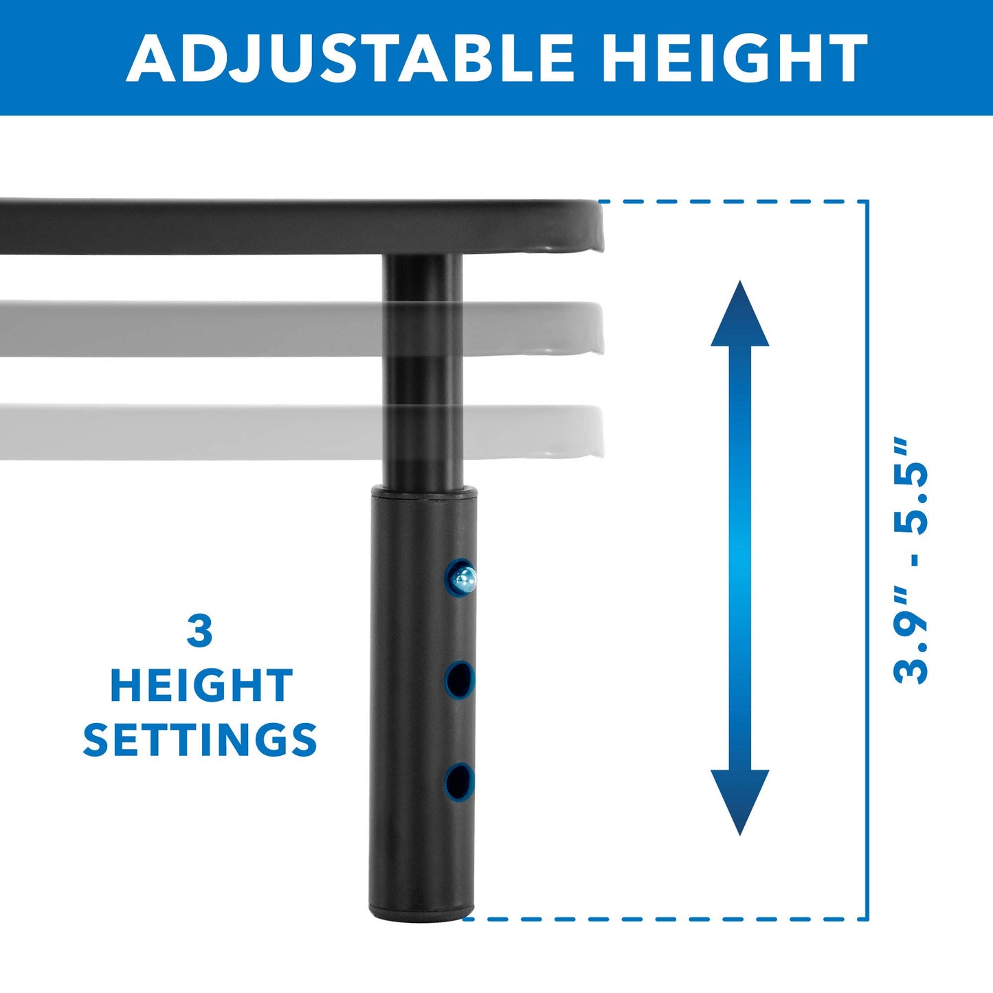 Corner Monitor Stand | Adjustable Height Corner Desk Shelf | Triangle Screen Riser, Ergonomic Space Saving Design, Ventilated. (Metal, Black)