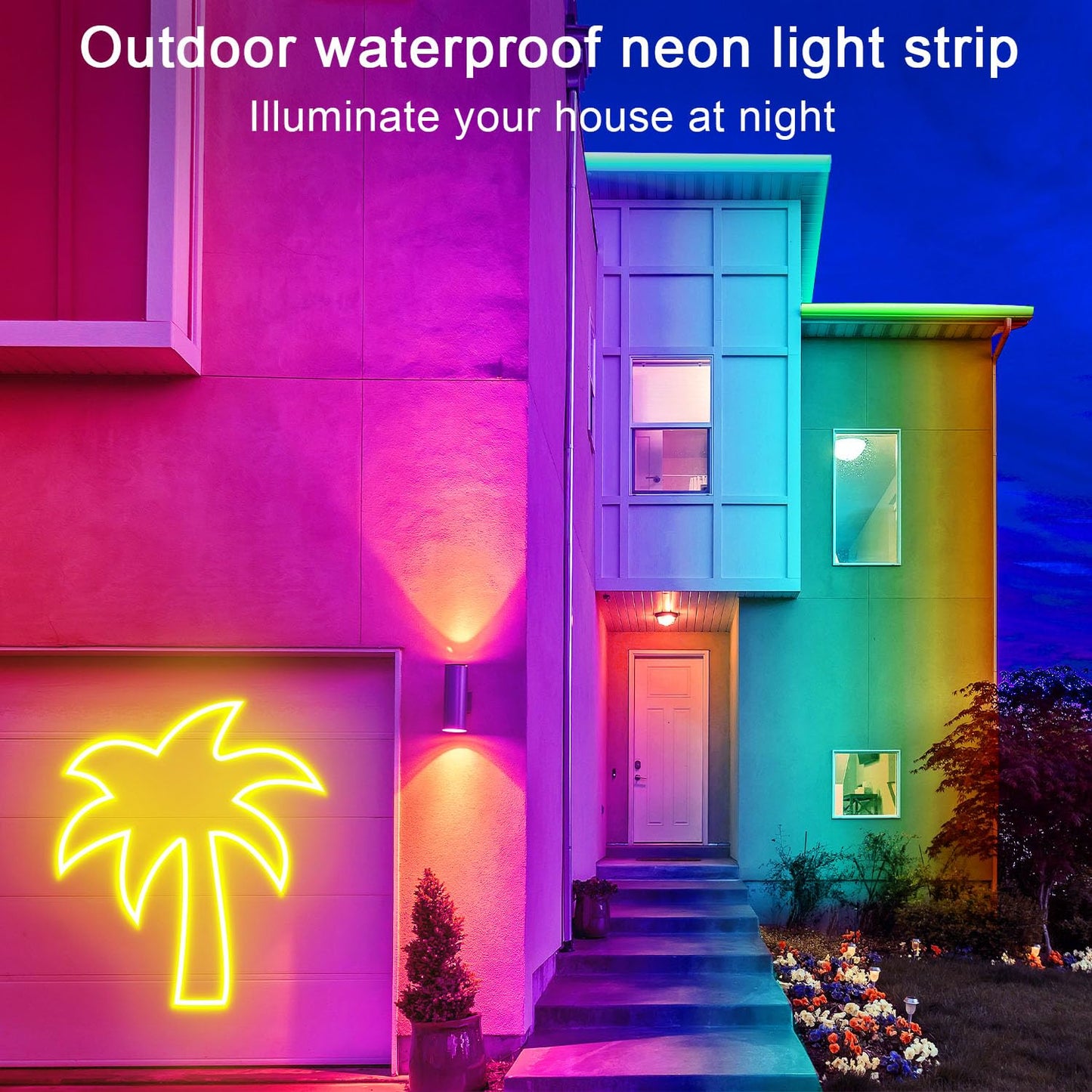 32.8ft LED neon Lights with Remote APP Control IP65 Waterproof Flexible Neon Strip Lights 24V RGB Rope Lights for Bedroom Room Outdoors Decor