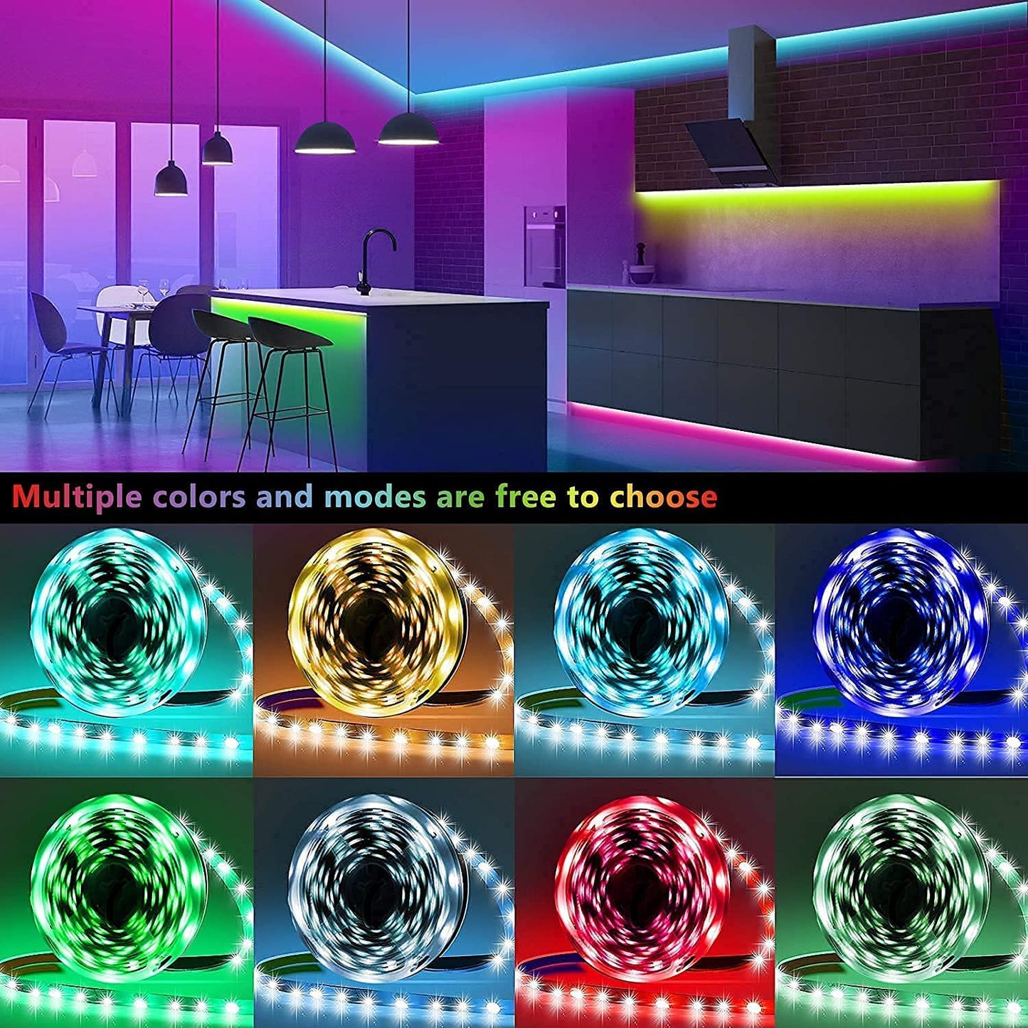 Tenmiro Led Strip Lights 130ft (2 Rolls of 65ft) Smart Light Strips with App Control RGB Led Lights for Bedroom，Music Sync Color Changing Lights for Room Party