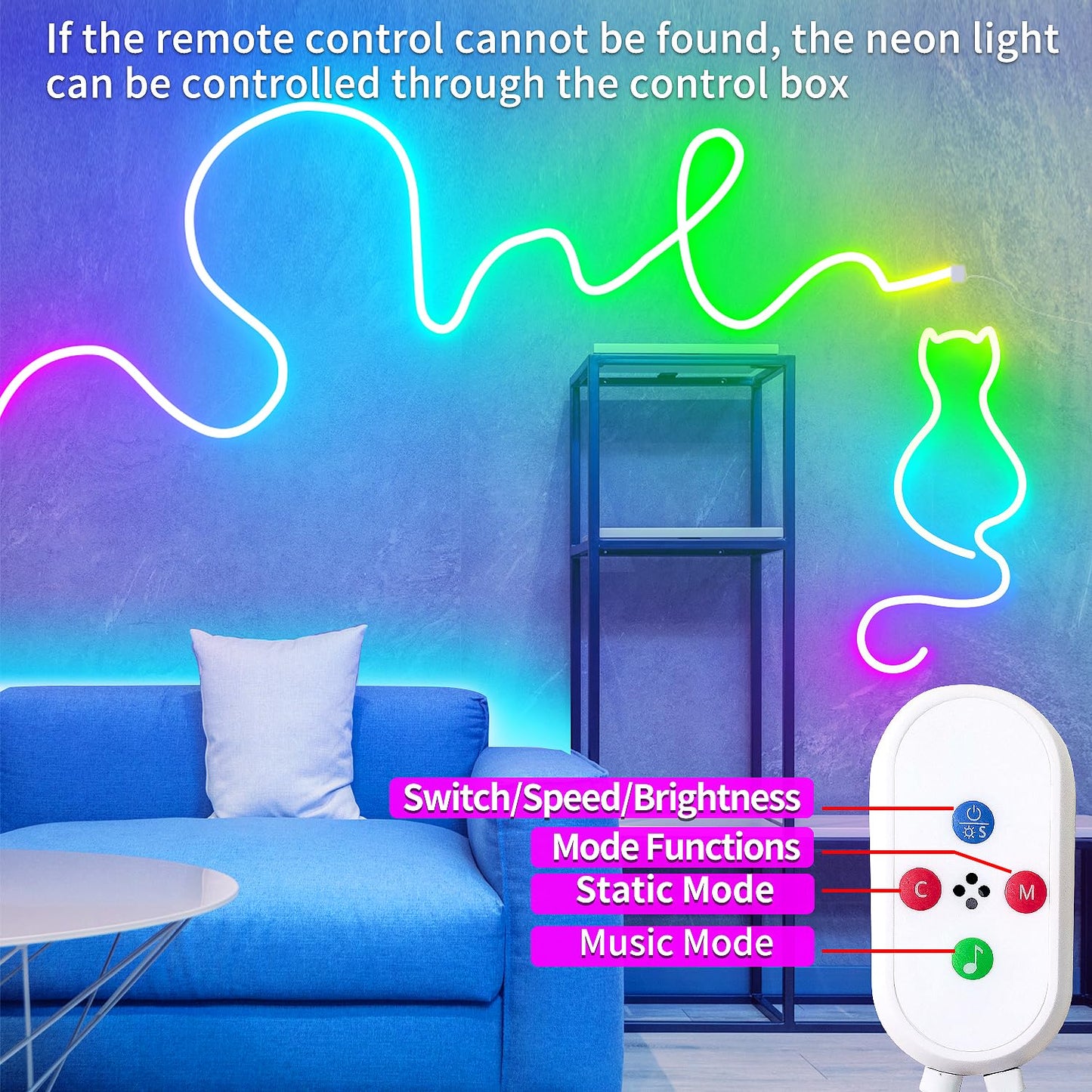 32.8ft LED neon Lights with Remote APP Control IP65 Waterproof Flexible Neon Strip Lights 24V RGB Rope Lights for Bedroom Room Outdoors Decor