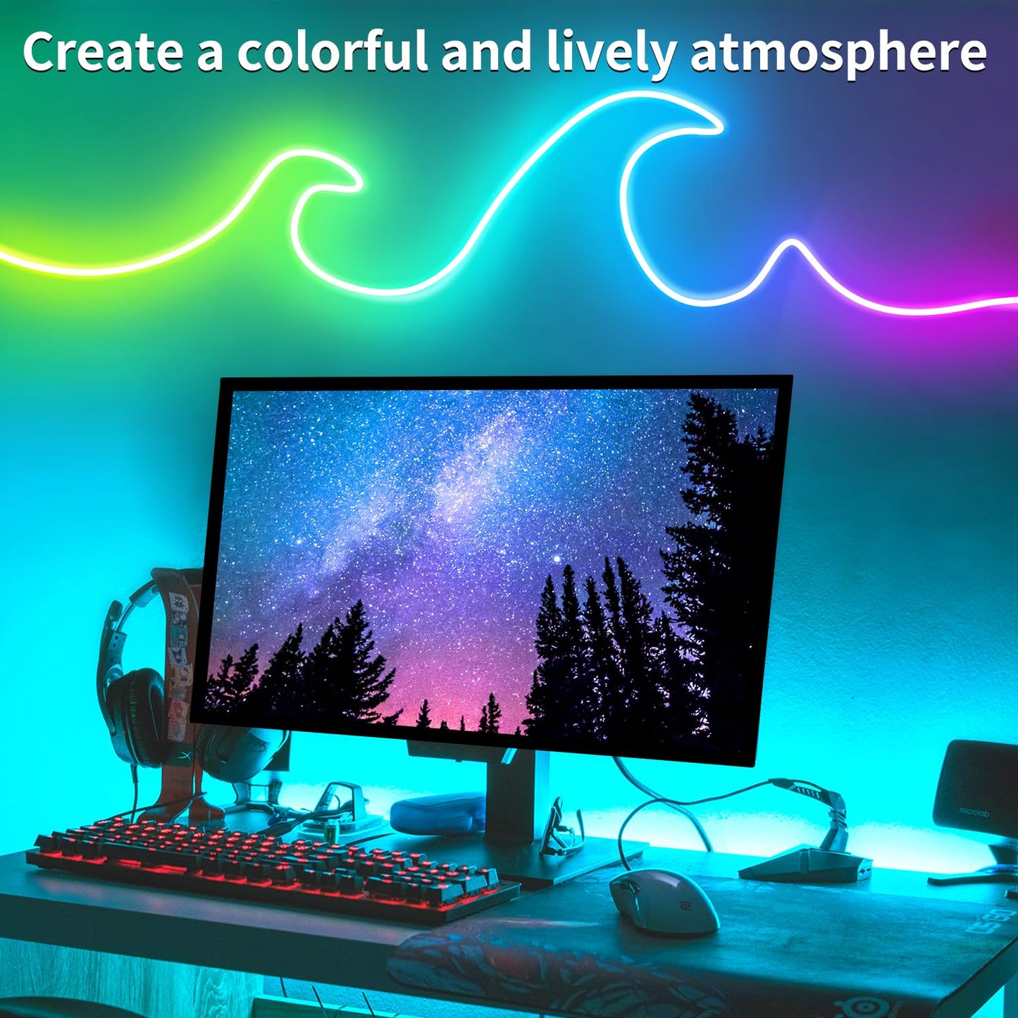 32.8ft LED neon Lights with Remote APP Control IP65 Waterproof Flexible Neon Strip Lights 24V RGB Rope Lights for Bedroom Room Outdoors Decor